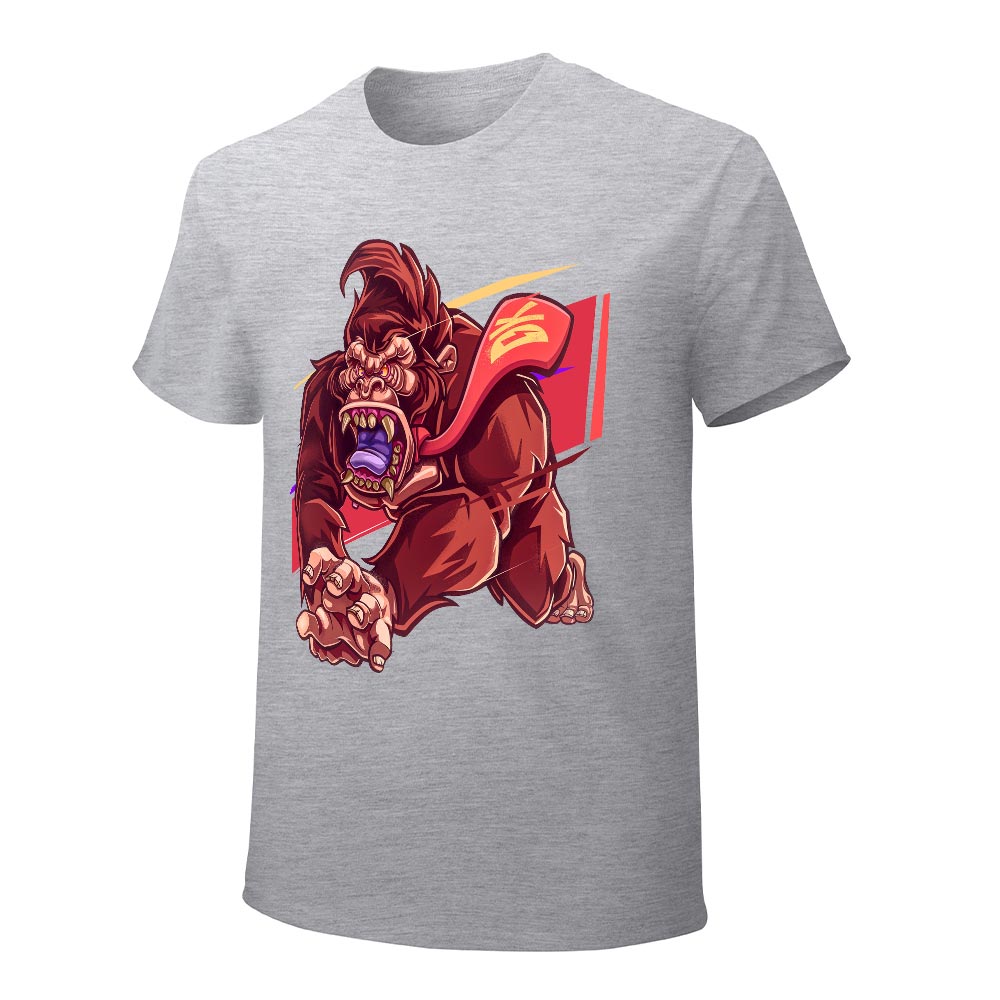 Men's white cotton t-shirt with a red monster graphic print