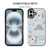 iPhone 16 Plus case with cute cartoon puppy design, card slot, and shockproof protection