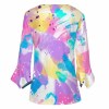 Women's watercolor petal sleeve top, button-front design, polyester blend, casual wear.