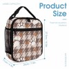 Lunch bag with plaid pattern, side mesh pocket, and product size information: 22.5cm x 20cm x 11cm