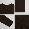 Dark brown pure cotton long-sleeved T-shirt, fabric detail, casual wear.