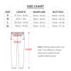 Pajama set size chart. Shows measurements in inches and centimeters for waist, hip, length, including S, M, and L sizes.