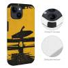 iPhone 14 fiber skin case with surfer silhouette and yellow sunset background