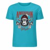 Teal pure cotton T-shirt with American Legend gorilla graphic print, summer fashion