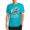 Turquoise cotton surfing tee with 'Wild Wave California' graphic, summer fashion, front view
