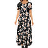 Round neck short sleeve dress with floral print, made of polyester and spandex