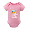 Pink cotton baby bodysuit with cartoon animal design, perfect for 3-24 months babies.