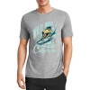 Gray cotton blend short-sleeved T-shirt with Malibu California surfing graphic for men
