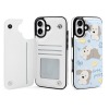 iPhone 16 case with card slot and cute cartoon design.