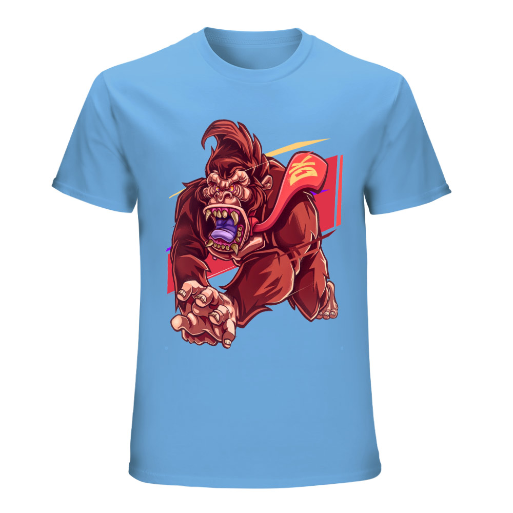 Blue cotton Inkedjoy t-shirt with red monster graphic print