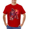 Red cotton men's t-shirt with gorilla graphic print
