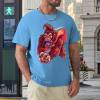 Men's blue cotton t-shirt with red monster graphic print | Inkedjoy