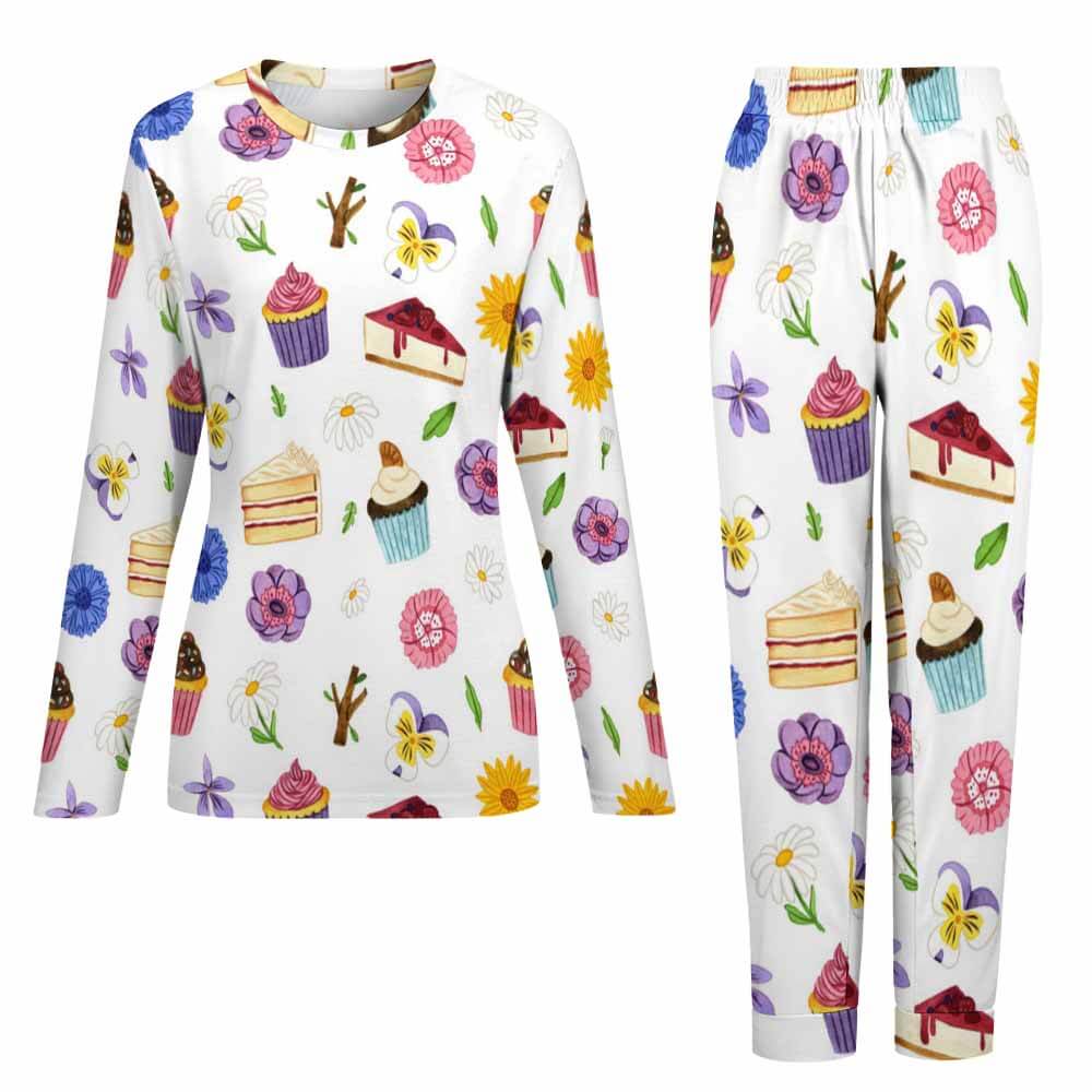 Soft Women's Pajama Set with colorful printed patterns, long sleeve top and pants