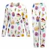 Soft Women's Pajama Set with colorful printed patterns, long sleeve top and pants