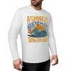White pure cotton long sleeve T-shirt with ASMODUS Shark Attack graphic, perfect for casual wear.