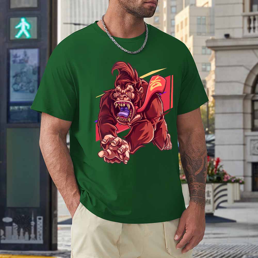 Men's green cotton t-shirt with red monster graphic print | Inkedjoy