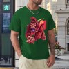 Men's green cotton t-shirt with red monster graphic print | Inkedjoy