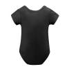 Black cotton baby bodysuit, back view, perfect for 3-24 months babies.