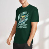 Men's dark green cotton surfing T-shirt with Wild Wave California graphic print