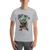 Gray men's cotton T-shirt with 'Just Do It' cartoon graphic