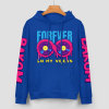 Royal blue cotton hoodie with 'FOREVER' donut graphic and sleeve prints, youth fashion style.