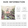 Plush pillowcase size chart with flamingo floral design, soft touch, skin-friendly fabric for bedroom decor.