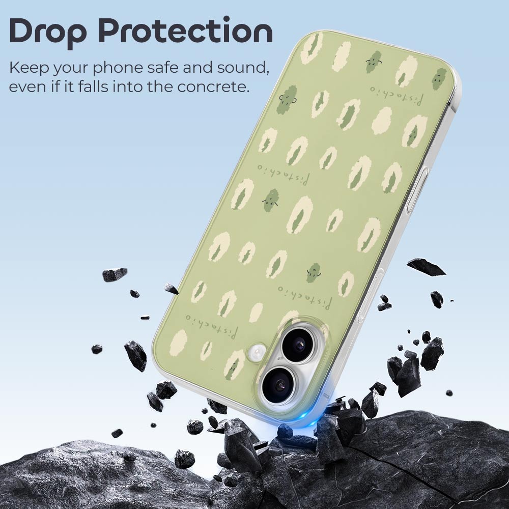 iPhone 16 Series case, olive green, white pattern, drop protection, stylish.