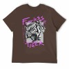 Brown cotton Fearless Tiger graphic tee, collection, front and back print, pure cotton comfort.
