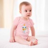 Pink cotton baby bodysuit with unicorn cartoon design, perfect for 3-24 months, soft cotton.