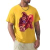 Men's yellow 100% cotton t-shirt with red monster print | Inkedjoy