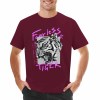 Men's dark red Fearless Tiger graphic T-shirt, 100% cotton, front view.Collection