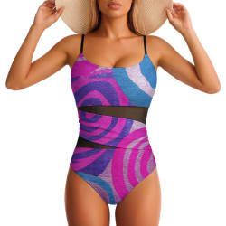 Mesh splicing one-piece swimsuit