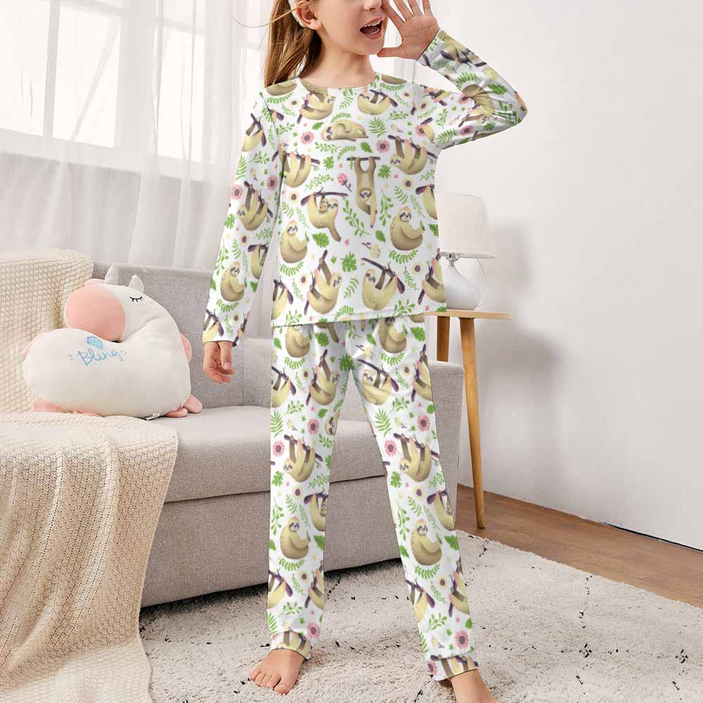 Girl's Soft Polyester Pajama Suit with Floral Print, perfect for comfortable sleep and gifting