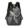 17 inch Shoulder Backpack with whale illustration, made of 600D polyester, durable and wrinkle-resistant.
