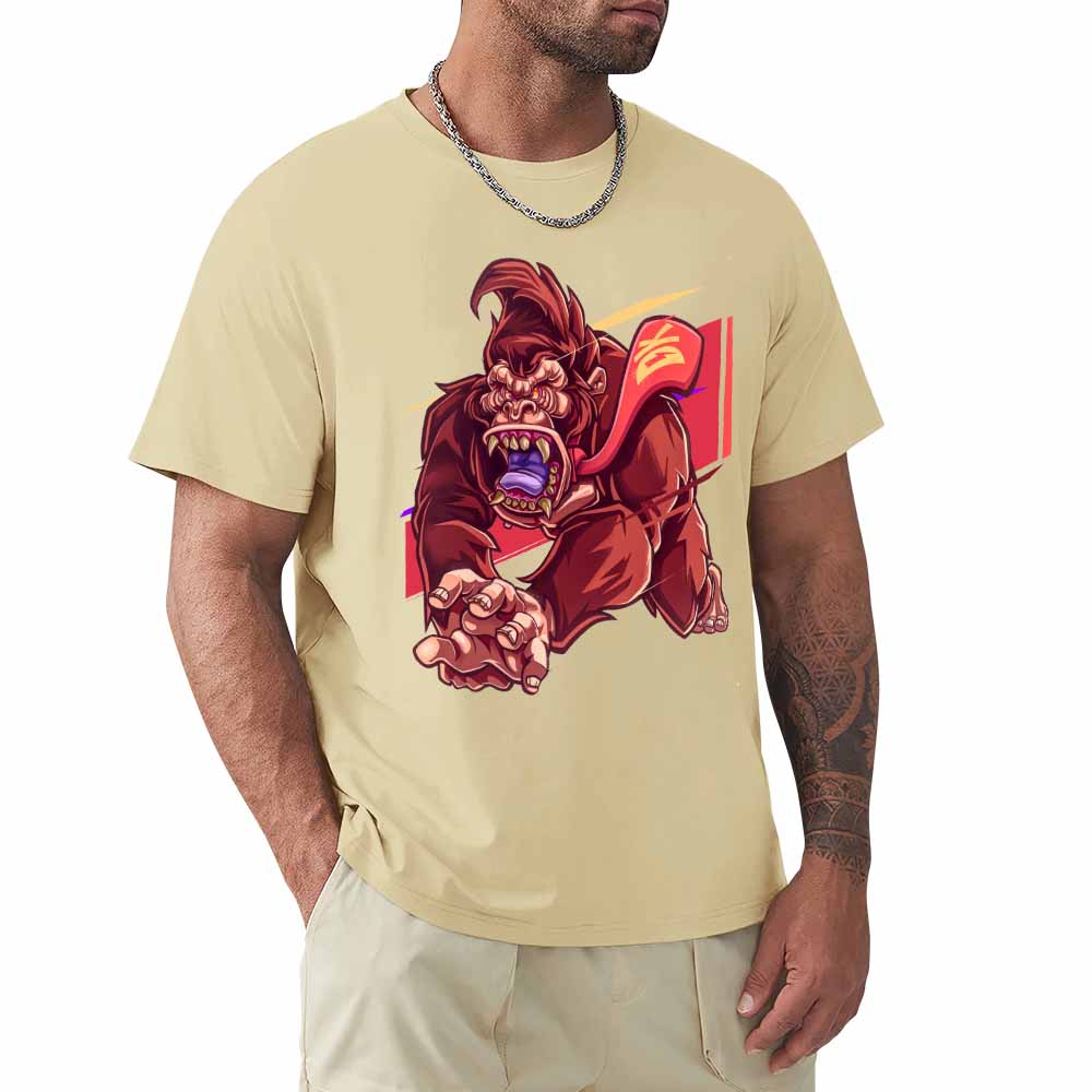 Men's cotton t-shirt with red monster graphic print | Inkedjoy