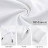 White polyester sweatpants detail showing drawstring, pocket, and cuff, 100% polyester fiber.