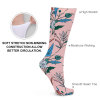 Pink floral patterned thick stockings, soft stretch for better circulation, breathable and comfortable.