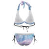 Blue V-Neck Bikini Swimsuit with adjustable ties, halter neck design, perfect beachwear