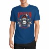 Blue cotton T-shirt with "AMERICAN LEGEND" gorilla print, summer fashion.