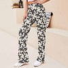 XP Straight Lace-Up Yoga Pants in white and black floral print, perfect for yoga or everyday wear