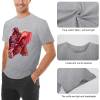 Men's gray cotton t-shirt with red monster graphic print, soft fabric and crew neck design