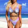 Sexy ladies tie-dye bikini swimsuit with chest and waist tie design, flattering figure, perfect for beach or pool.