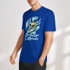 Blue pure cotton short-sleeved T-shirt with California surfing design, summer fashion.