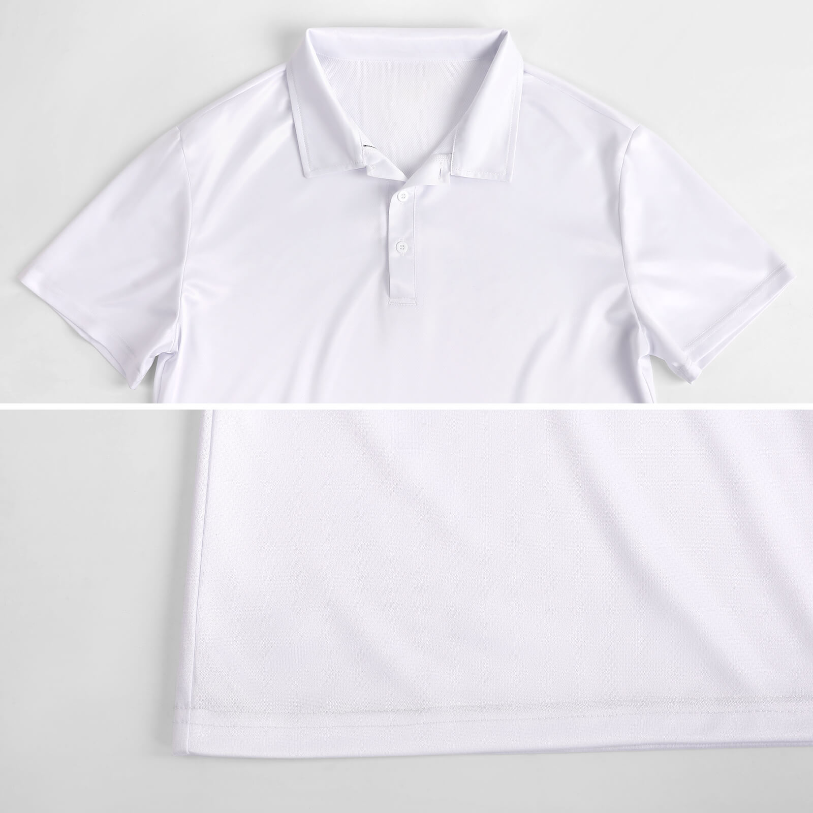 White European Sode POLO Straight Shirt, polyester fabric, breathable design.