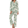 Women's Pajama Set with Floral Print, V-neck long-sleeve top and trousers, soft and comfortable polyester material