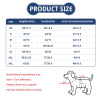 Pet shirt size chart with measurements for back length, chest, and neck, essential for the perfect fit.