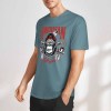 Teal pure cotton short-sleeved T-shirt with AMERICAN LEGEND gorilla graphic print, summer fashion.