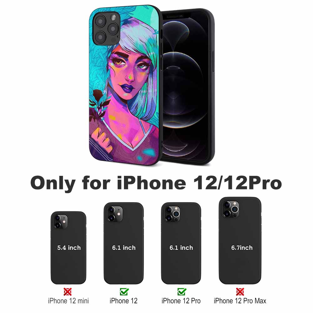 iPhone 12/12 Pro case with artistic portrait design, made of TPU, offers protection and style.