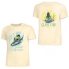 Cream cotton surfing T-shirt, front with "Wild Wave California" and back with "Surfing" print, summer fashion.