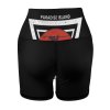 Black yoga shorts with Paradise Island sunset design, perfect for sports